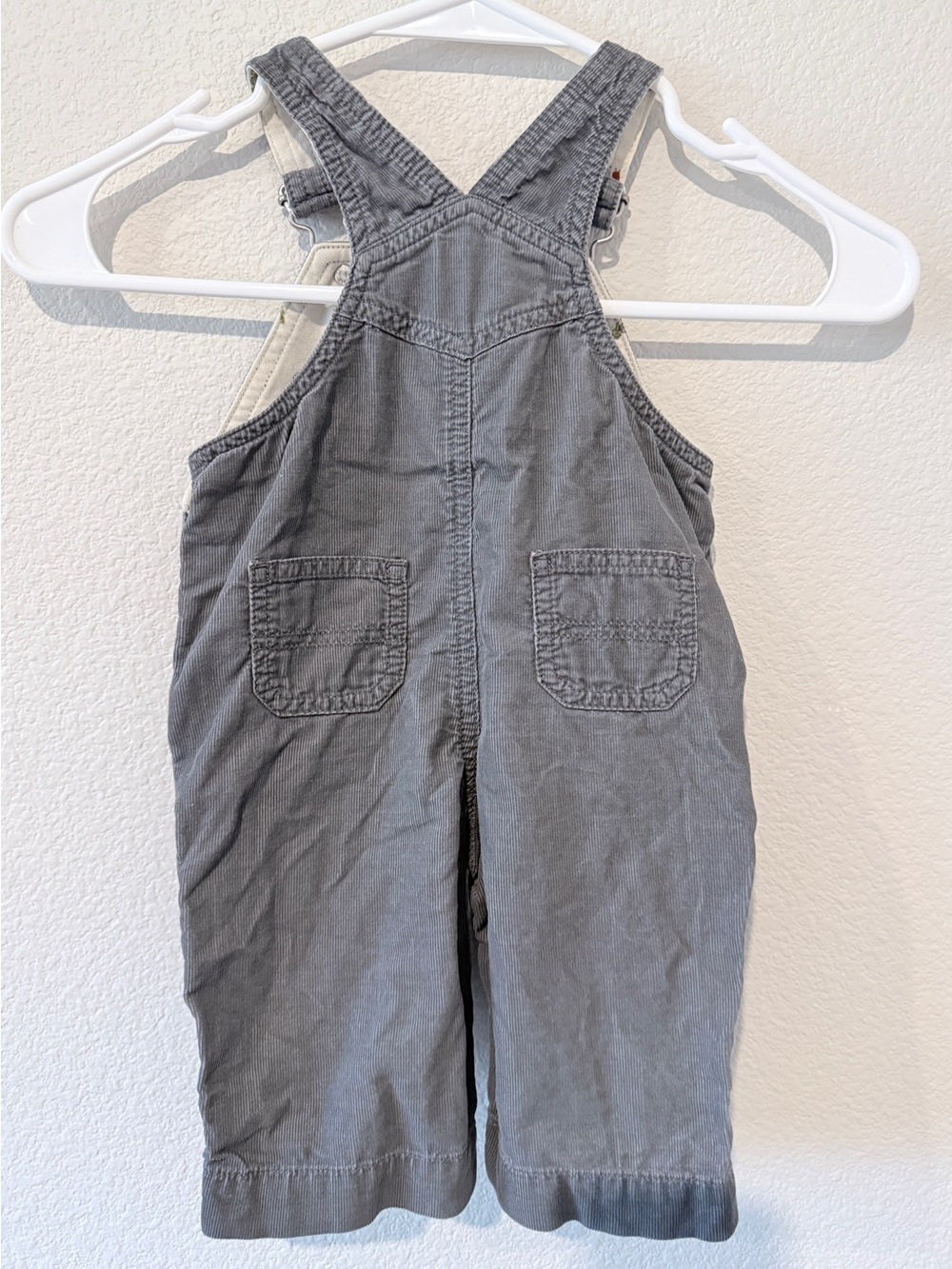Vintage Gymboree Caterpillar Corduroy Overalls 3-6M Gray Cottagecore Y2K Baby - Picture 3 of 8